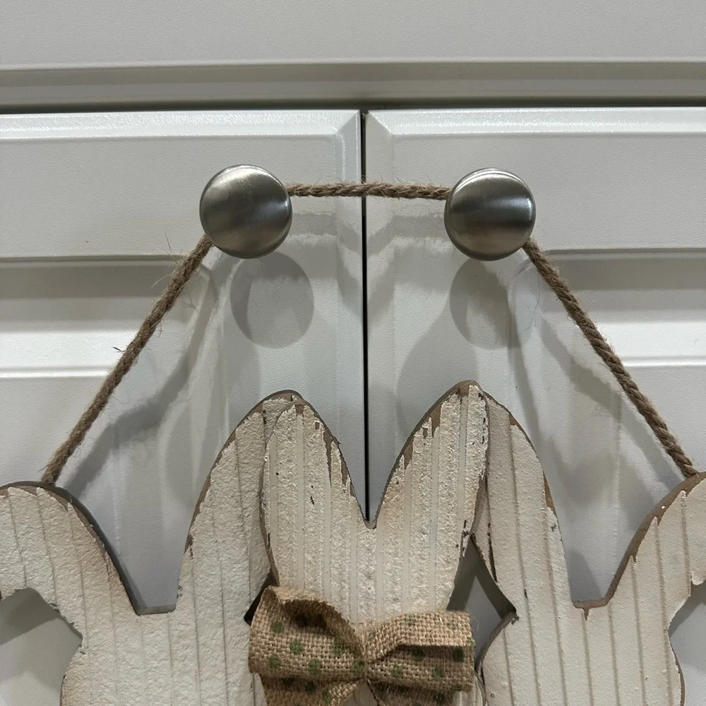Hanging Rabbit Welcome Sign, Bunny Easter Decor, Spring - Picture 4 of 5